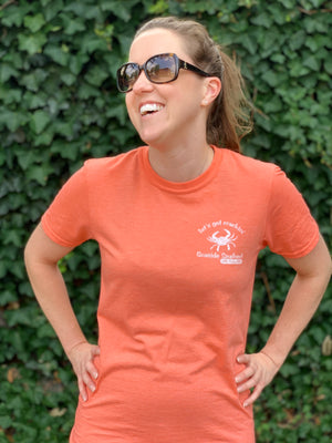 Let's Get Crackin' Seaside Seafood Short Sleeve T-Shirt - Orange